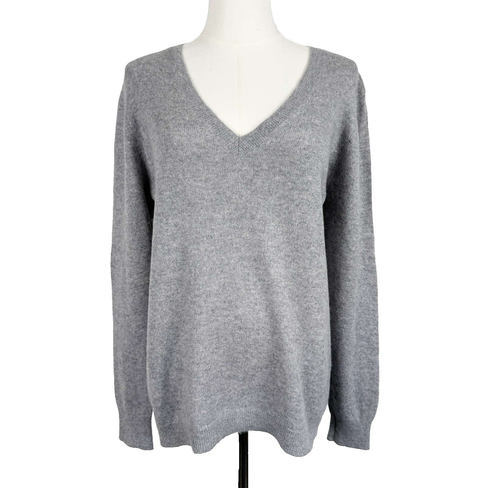 Nordstrom Large 100% Cashmere Sweater V-Neck Gray RENEWED