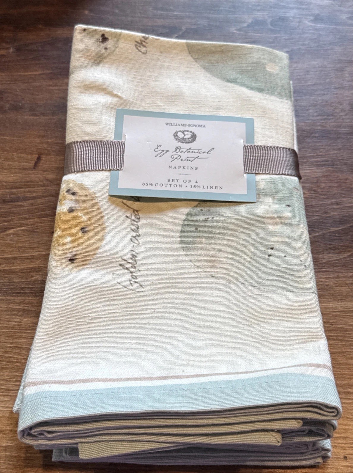 NWOT Williams Sonoma Botanical Egg Dinner Napkins Set of 4 Egg Rare * NWOT Williams Sonoma Botanical Egg Dinner Napkins Set of 4 Egg Rare *