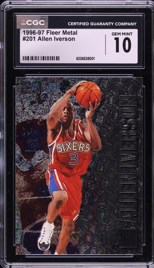 1996-97 FLEER METAL RC ROOKIE #201 ALLEN IVERSON CGC 10 GEM MINT not PSA 🔥