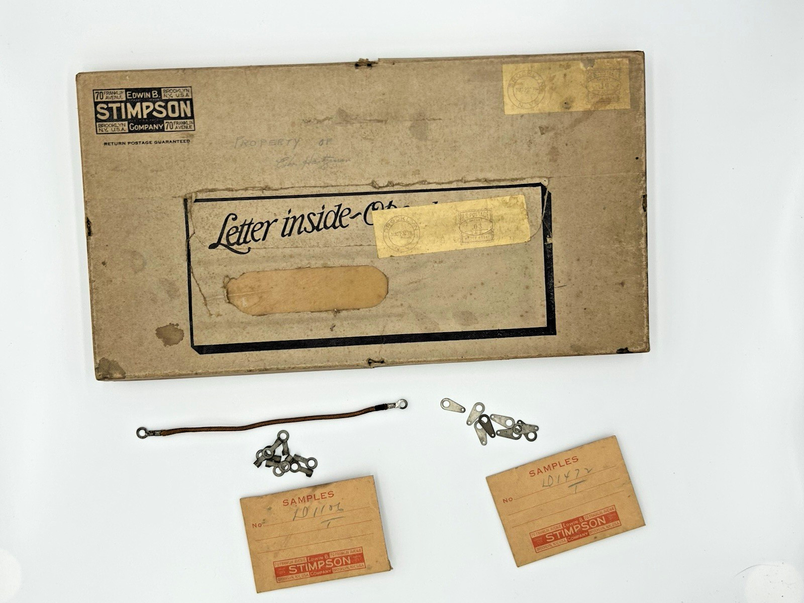 VTG 1939 Edwin B. Stimpson Company Samples Mailer Electrical Wiring Connectors