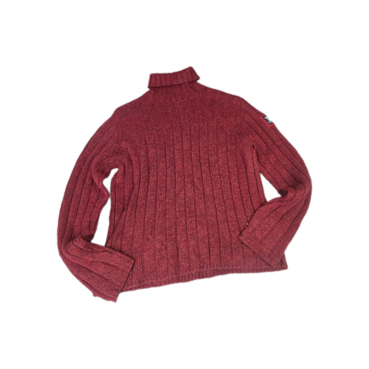VTG Abercrombie Fitch Sweater Mens L Red Lambswool Turtleneck Knit Muscle Y2K