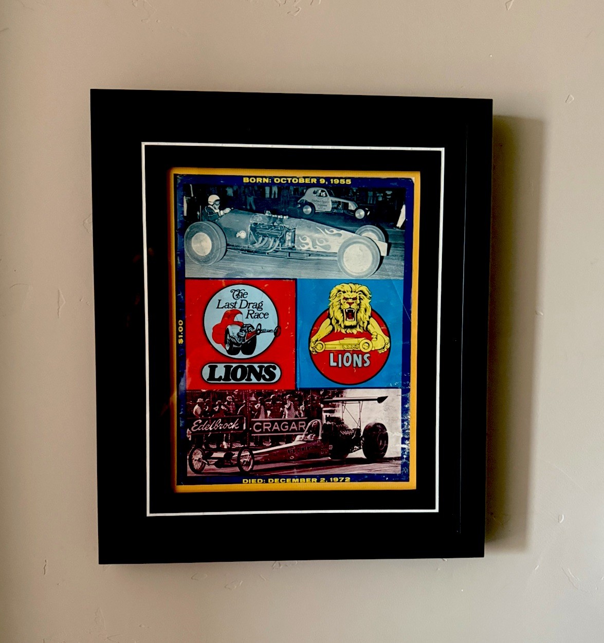 Lions Drag Strip 1972 The Last Drag Race Vintage Drag Racing Program Prof.Framed