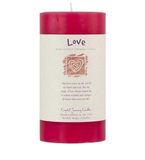 Crystal Journey LOVE Reiki Energy Large 3x6 Herbal Pillar Candle -  