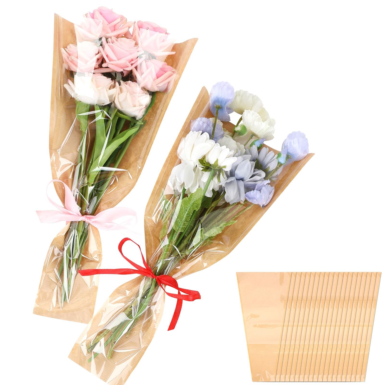 Jansun 40Pcs Flower Wrapping Bags Kraft Paper Flower Sleeves for Bouquets Flo... Jansun 40Pcs Flower Wrapping Bags Kraft Paper Flower Sleeves for Bouquets Flo...