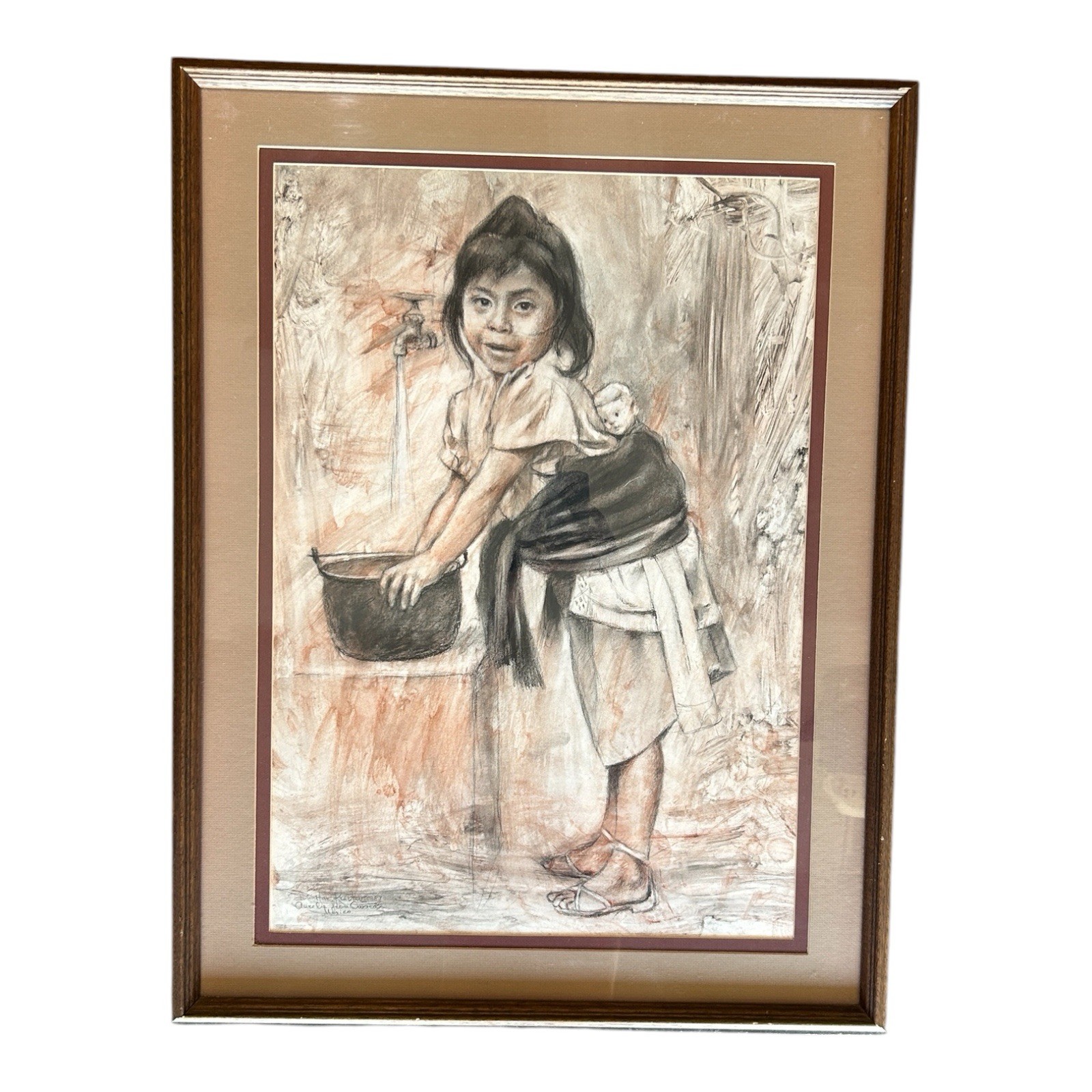 Dimitar Krustev Original Pastel Painting 1987 Aurelia Oaxaca Mexico Framed 33