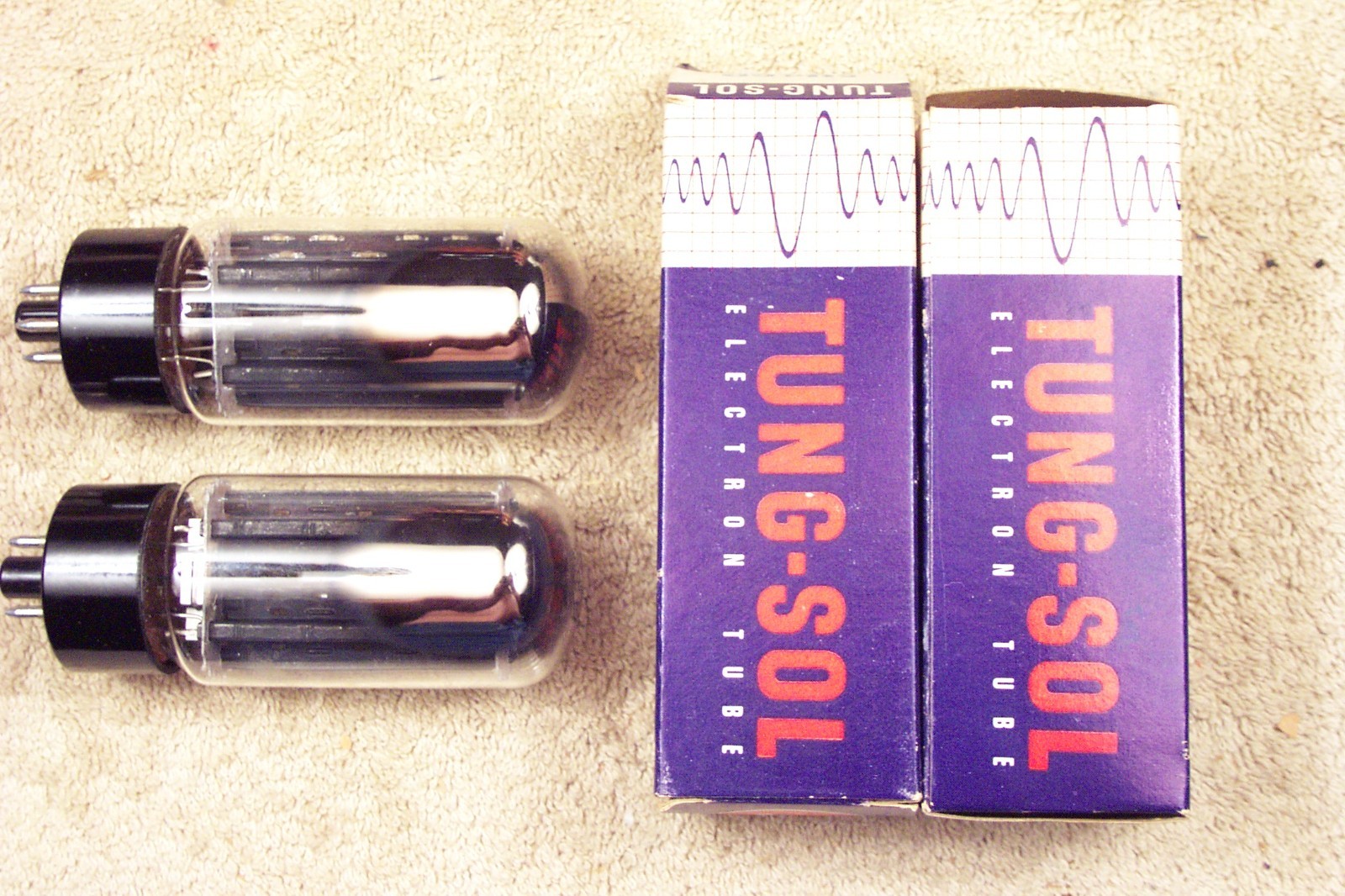 2, NEW in box, Tung Sol USA 5U4GB, dual getter, match date pair #3, 5U4G, 5U4GB