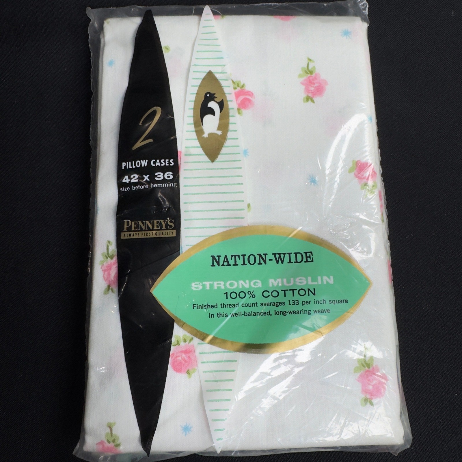 VTG NOS Penneys Nation-Wide 2 Muslin Pillow Case Pink Rosebud Floral Cottagecore VTG NOS Penneys Nation-Wide 2 Muslin Pillow Case Pink Rosebud Floral Cottagecore