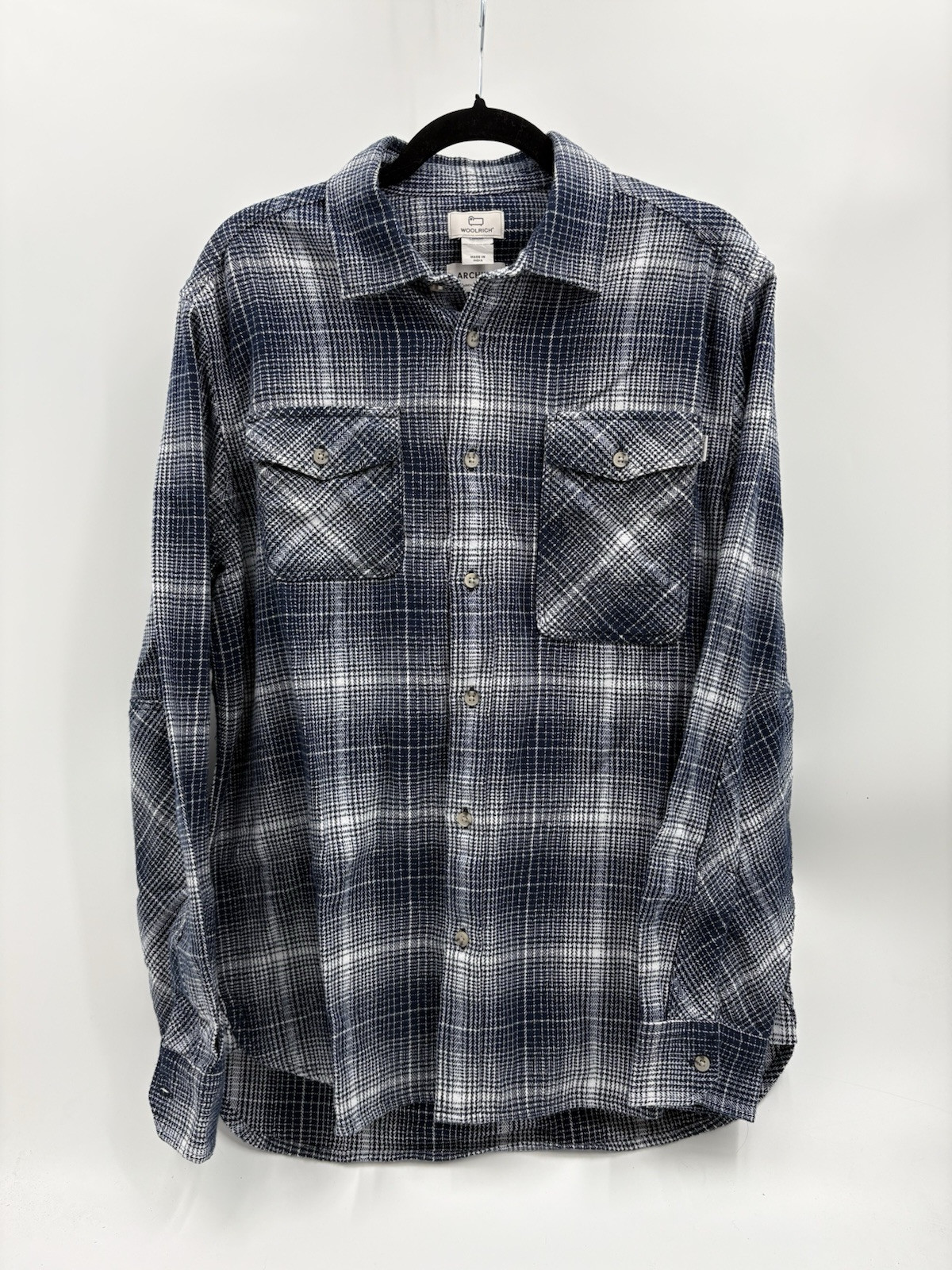 Woolrich Archive Shirt Men Medium Blue Plaid Check Flannel Button Up Long Sleeve Woolrich Archive Shirt Men Medium Blue Plaid Check Flannel Button Up Long Sleeve