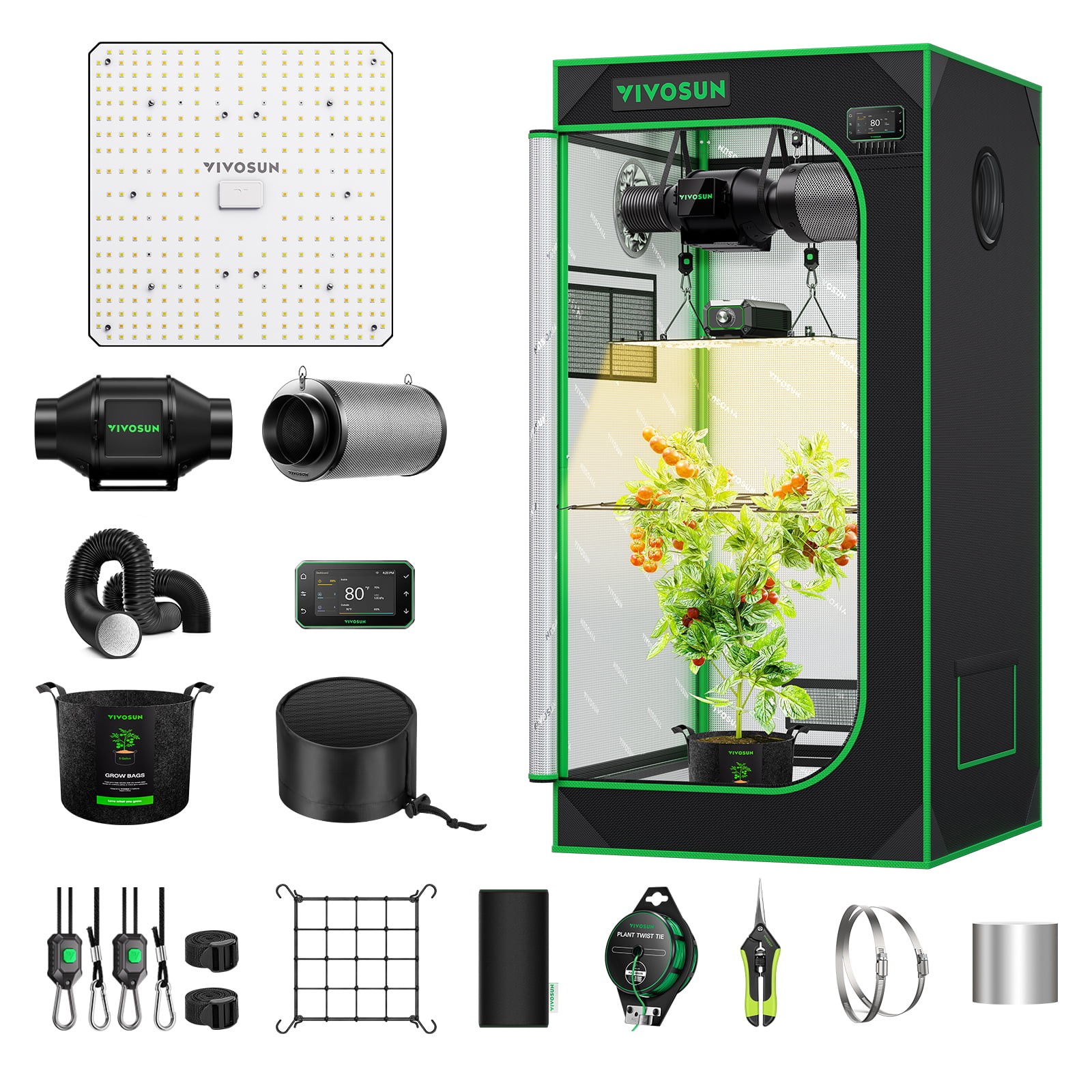 VIVOSUN 2x2ft Smart E42A+ Grow Tent Kit 100W LED Grow Light G4 Ventilation Kit VIVOSUN 2x2ft Smart E42A+ Grow Tent Kit 100W LED Grow Light G4 Ventilation Kit