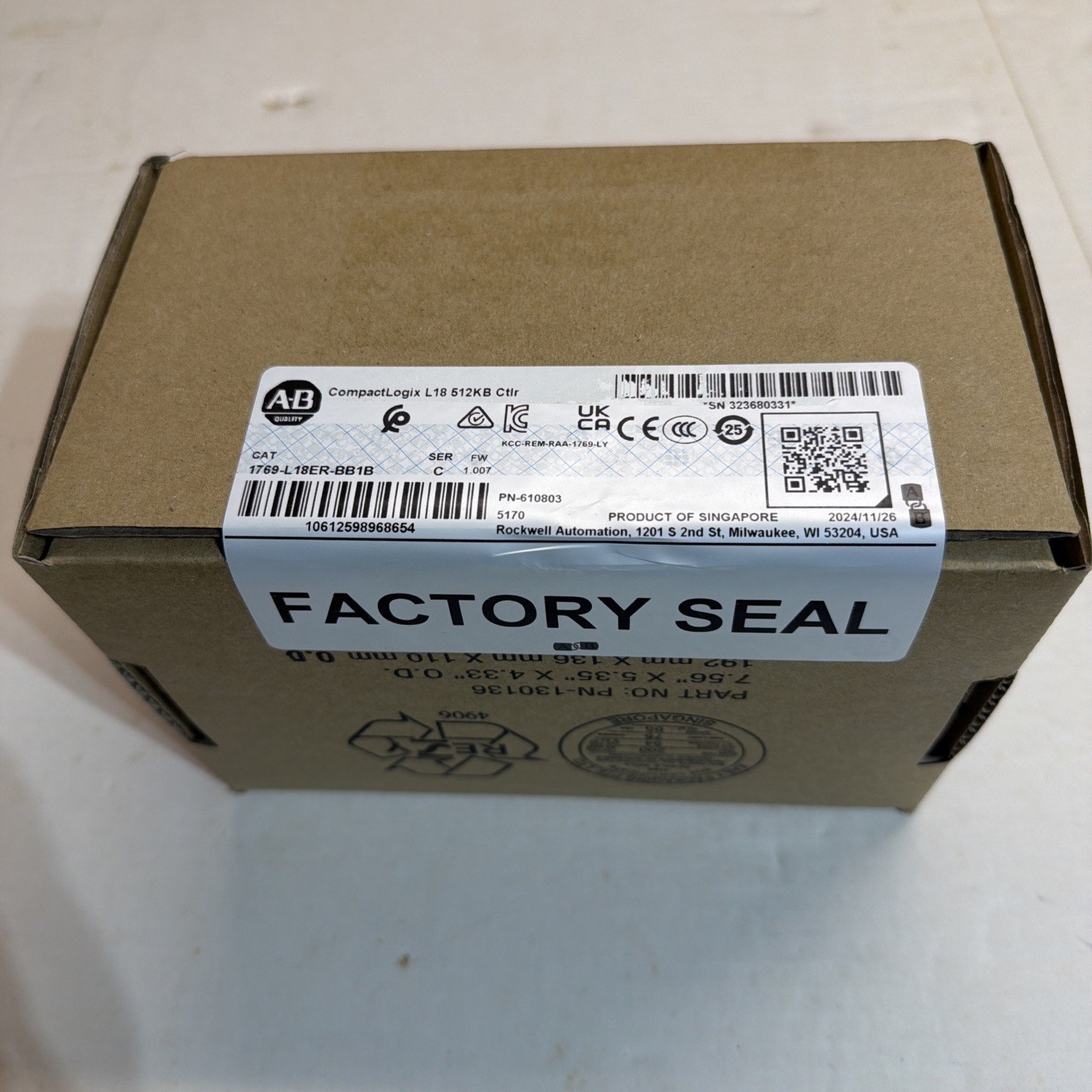 Allen-Bradley 1769-L18ER-BB1B CompactLogix 0.5MB DI/O Controller 1769L18ERBB1B