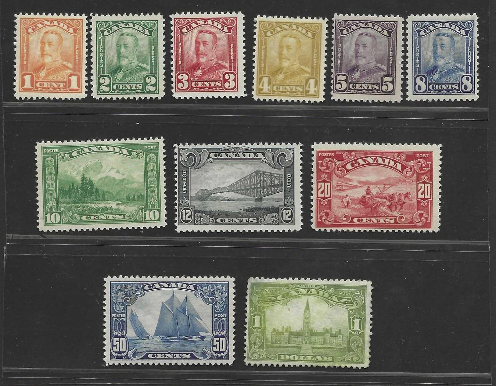 CANADA 1928-1929 SCOTT # 149-159 COMPLETE MINT SET OF 11 LIGHT HINGE