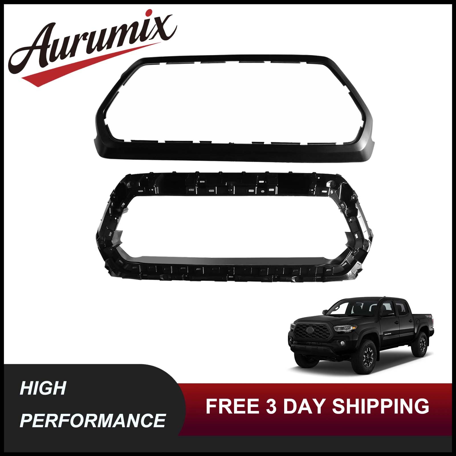 Fits 2016-2022 Toyota Tacoma Upper Grill Outer Frame Surround & Bracket Holder