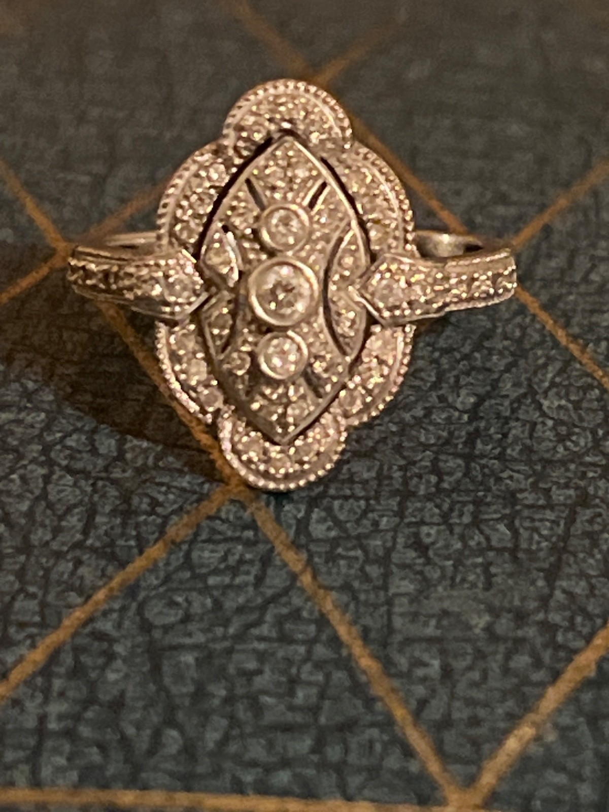 14K elegant diamond ring, size 8, worn once, no specs or scuffs