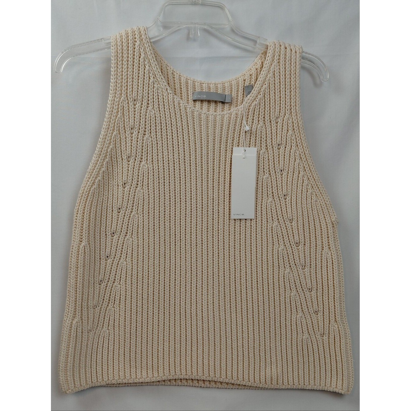 Vince Sleeveless Chunky Cable Knit Tank Size Large Cream NWT Vince Sleeveless Chunky Cable Knit Tank Size Large Cream NWT
