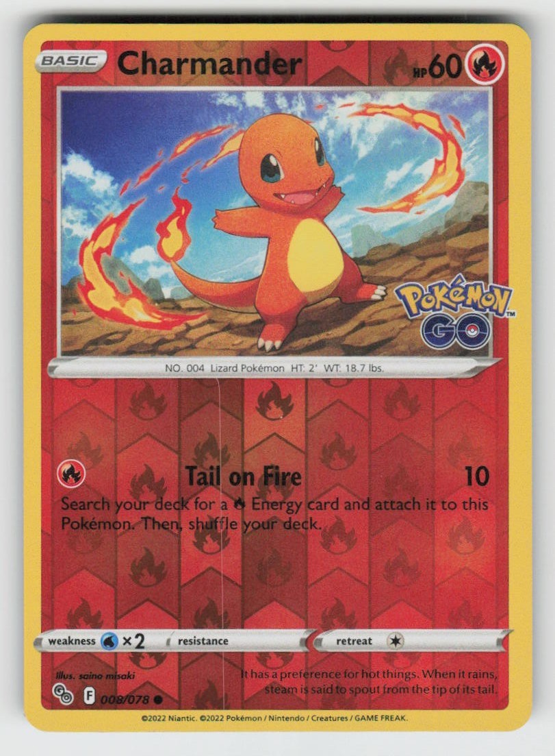 Reverse Holo Charmander 008/078 Common Pokemon GO NM Reverse Holo Charmander 008/078 Common Pokemon GO NM