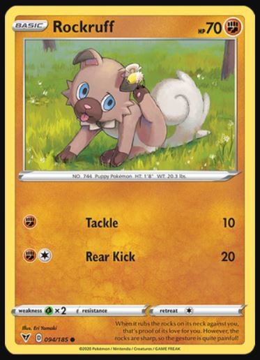 Rockruff - 094/185 - Common (Lp) Vivid Voltage - Fighting Pokémon