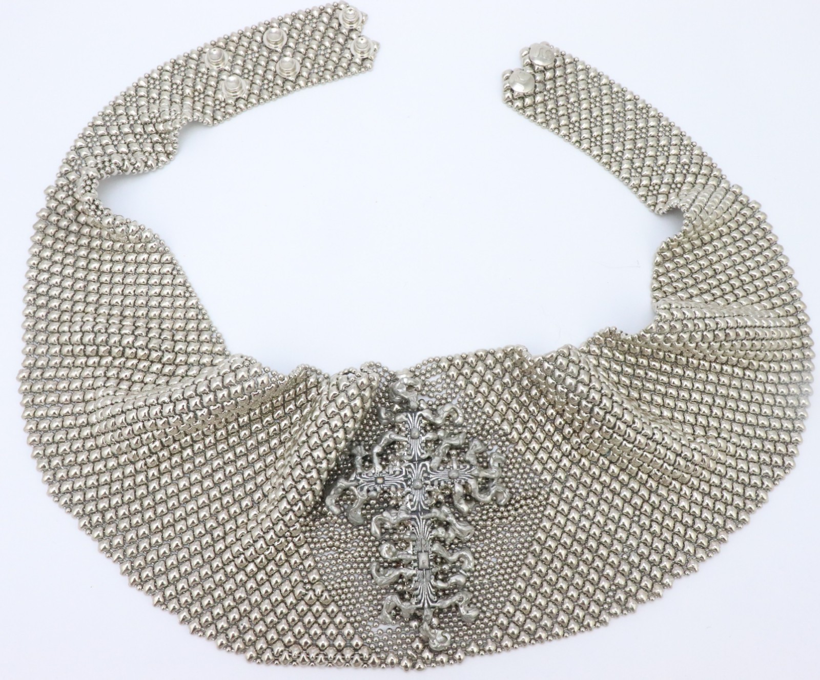 WIDE HEAVY Vintage Sergio Gutierrez Liquid Metal Cross BELT or Necklace 29.5-32”