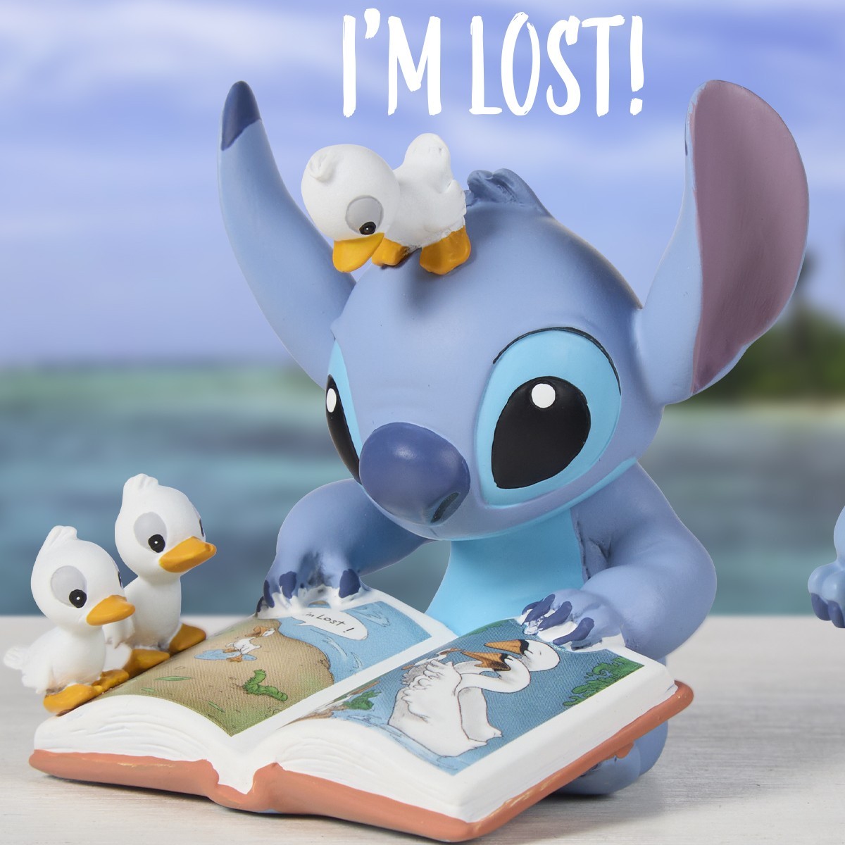 ❦ New PRECIOUS MOMENTS Disney Figurine STITCH STORYBOOK Ugly Duckling I'm Lost