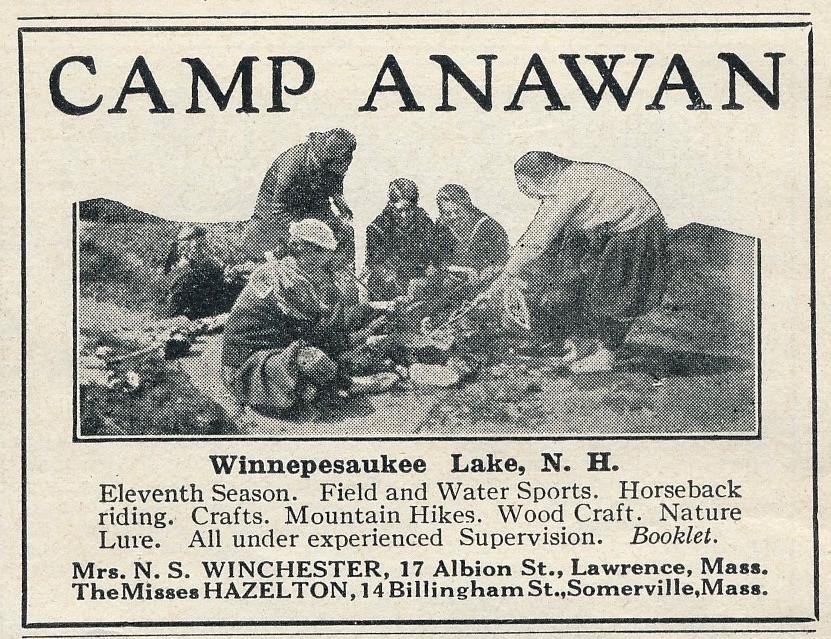 Magazine Ad - 1923 - Camp Anawan for Girls - Winnepesaukee Lake, NH