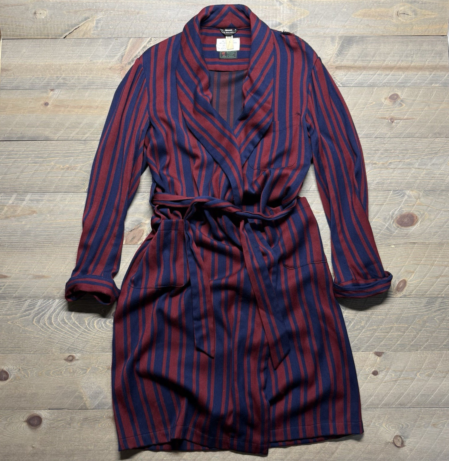 Vtg 50s Abercrombie & Fitch Robe Mens Large Worsted Wool Cotton Striped England