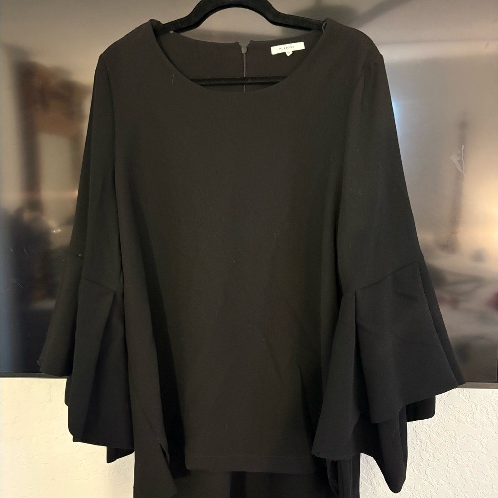 Pleione Black Bell Sleeve Blouse
