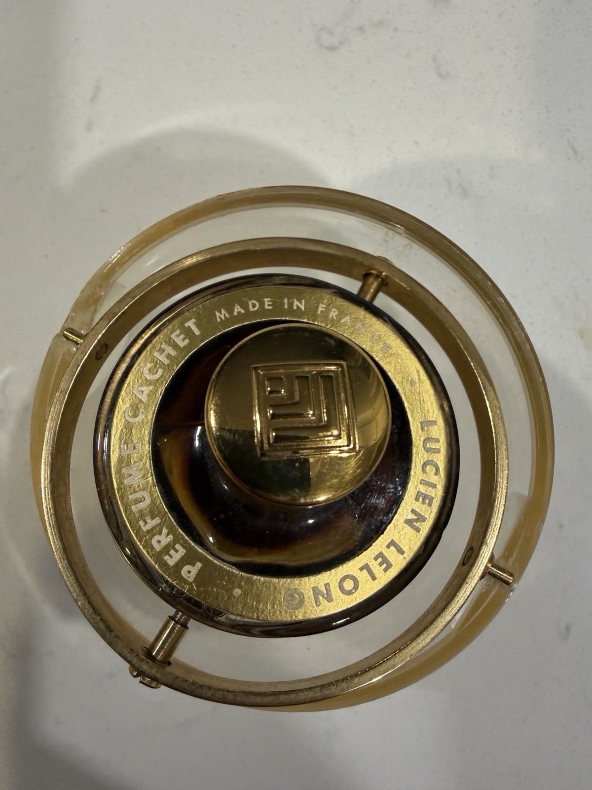 Rare VTG Lucien Lelong Cachet Perfume Gyroscope Bottle .25oz France Full