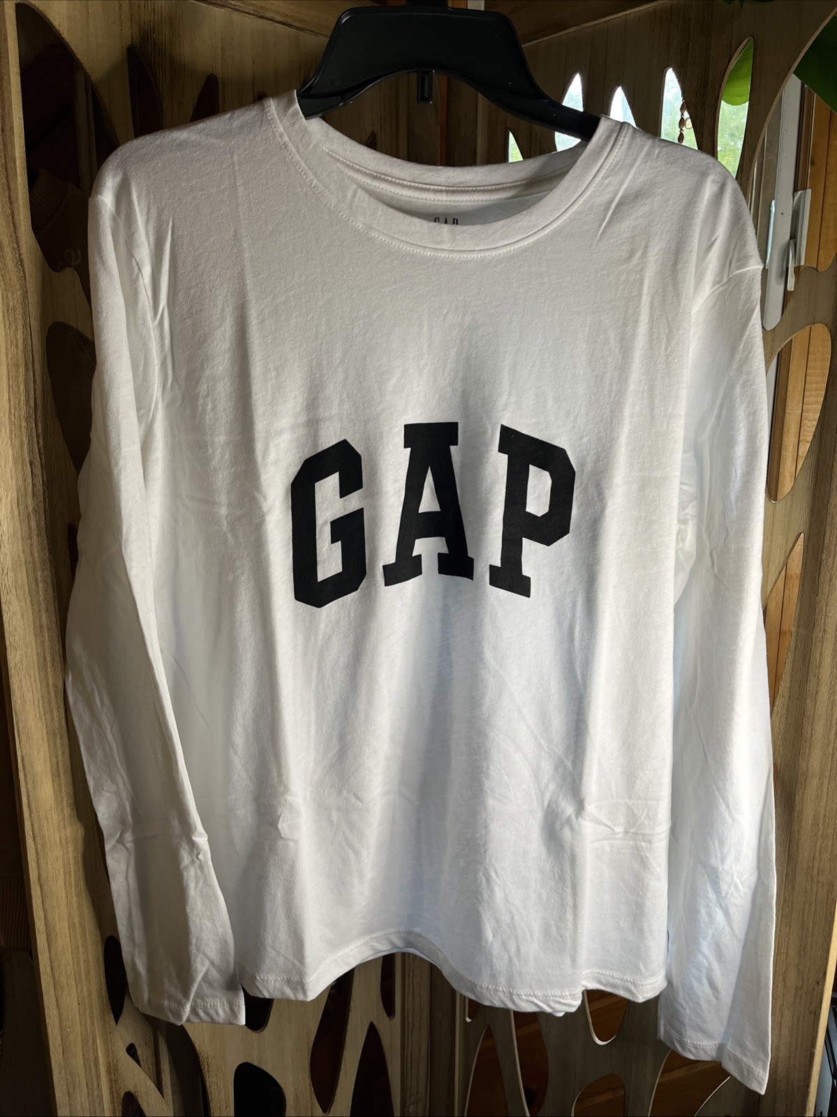 GAP Long Sleeve T-Shirt Cotton White Black Letters NWOT