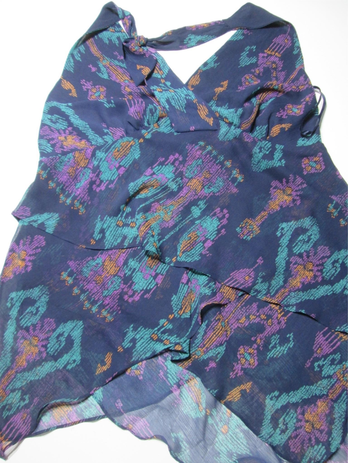 NWT Lane Bryant Womens Size 18 Tank Top Navy Multi Halter Stretch Spotted Casual NWT Lane Bryant Womens Size 18 Tank Top Navy Multi Halter Stretch Spotted Casual