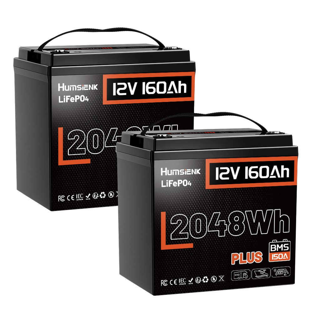 2Pack Humsienk 12V 160Ah 4096Wh LiFePO4 Battery 6000+ Cycles 150A BMS Solar RVs
