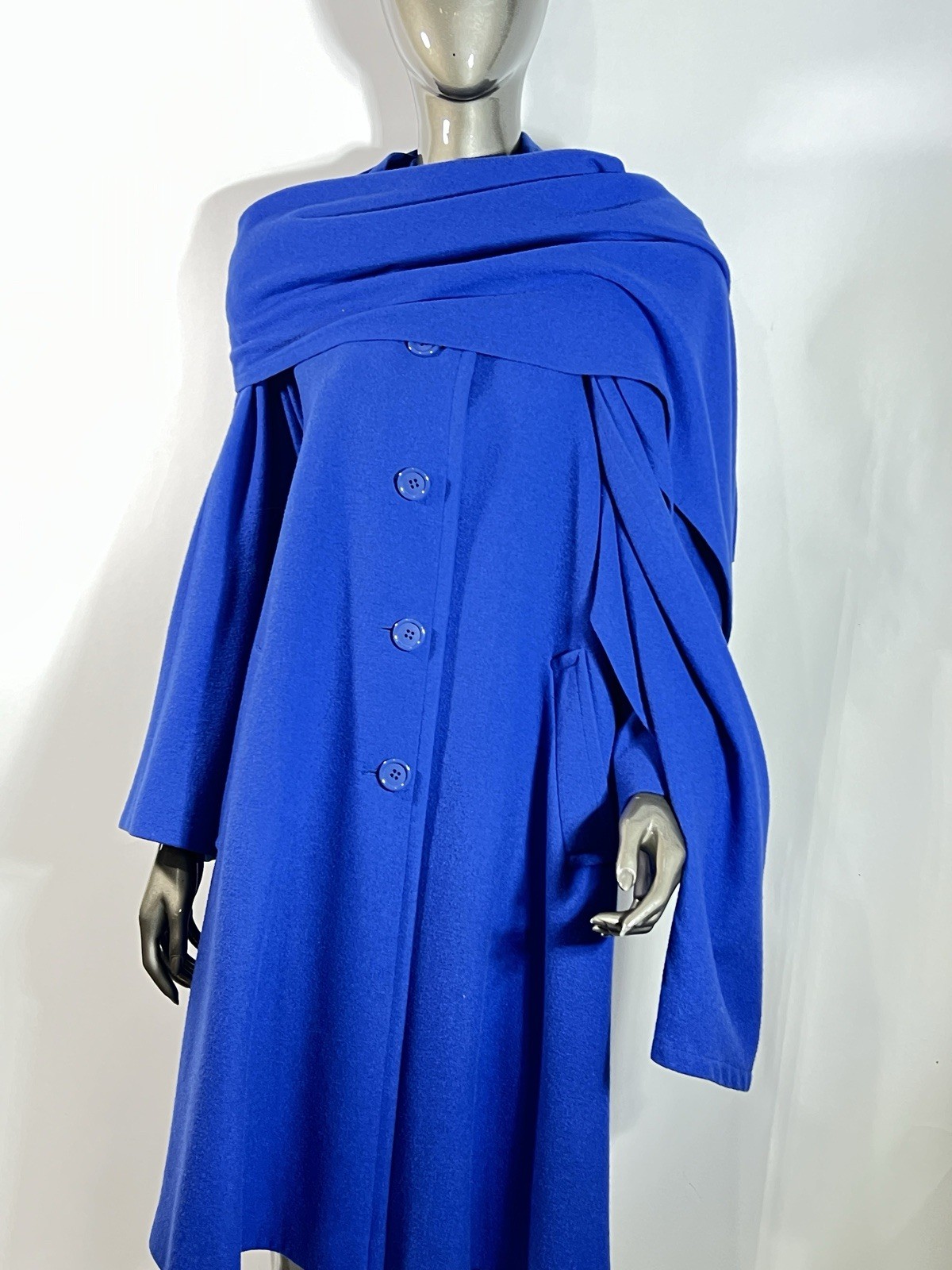 Vintage Jacobson\'s Cashmere Wool Scarf Coat Womens L Royal Blue Versatile Style Vintage Jacobson\'s Cashmere Wool Scarf Coat Womens L Royal Blue Versatile Style