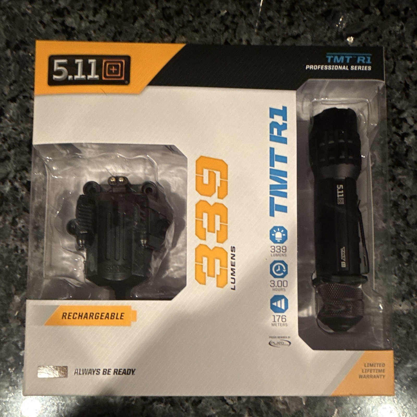5.11 Tactical TMT R1 Rechargeable Lithium-Ion Flashlight, 339 lumens, black 5.11 Tactical TMT R1 Rechargeable Lithium-Ion Flashlight, 339 lumens, black