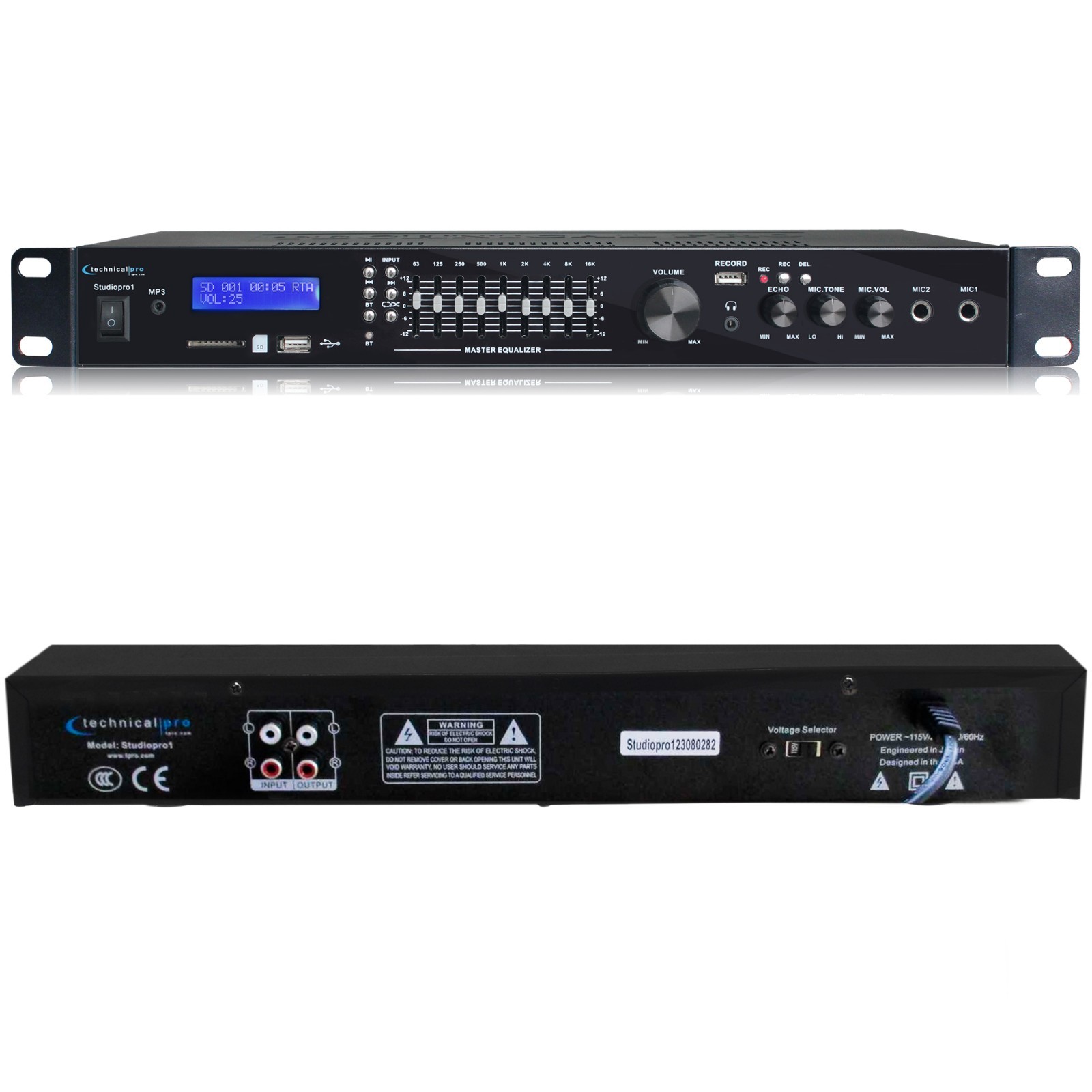 Technical Pro StudioPro1 Rack Mount Bluetooth USB/SD Recording Studio Deck