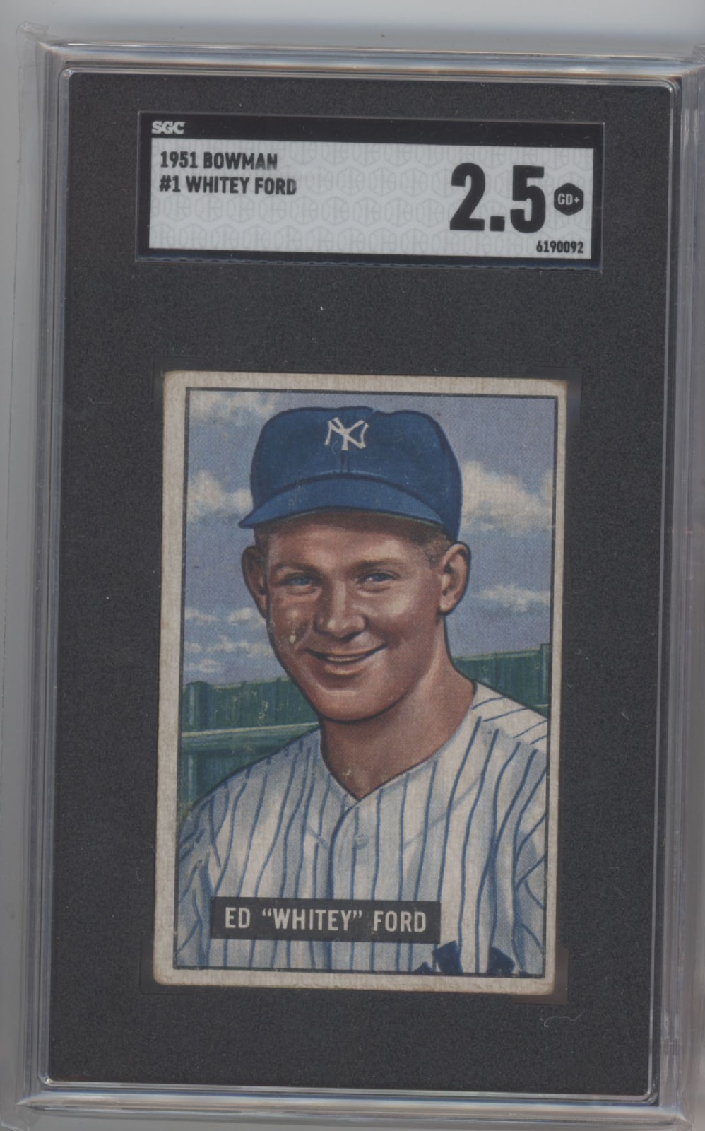 Whitey Ford 1951 51 Bowman #1 New York Yankees Rookie Card RC SGC 2.5