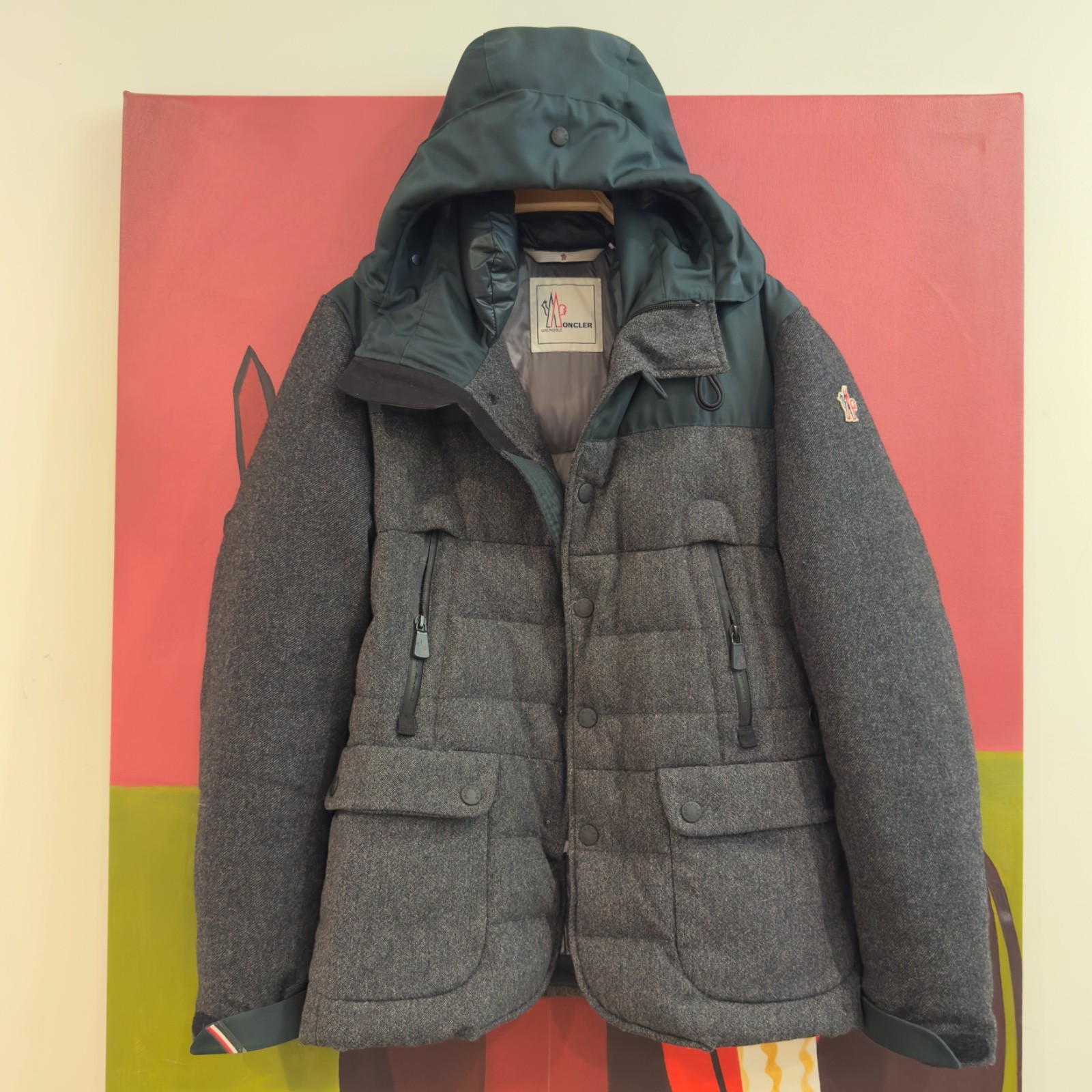 Moncler Grenoble Rambouillet Wool Down Puffer Jacket Size 1 M Hooded Gray Parka