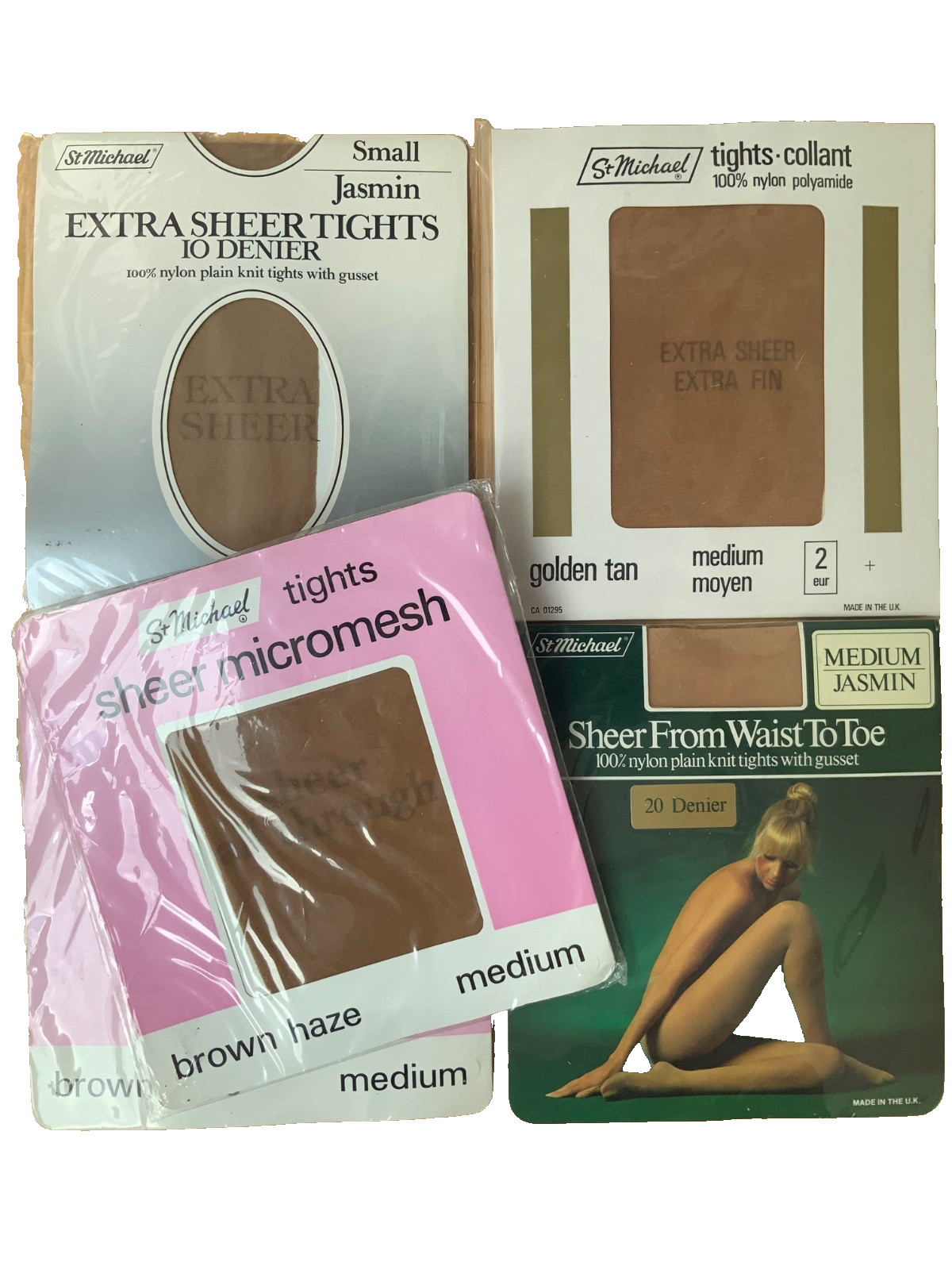 Job Lot Vintage St Michael M&S Sealed Tights Deadstock 1970s 1980s 10/20 Denier