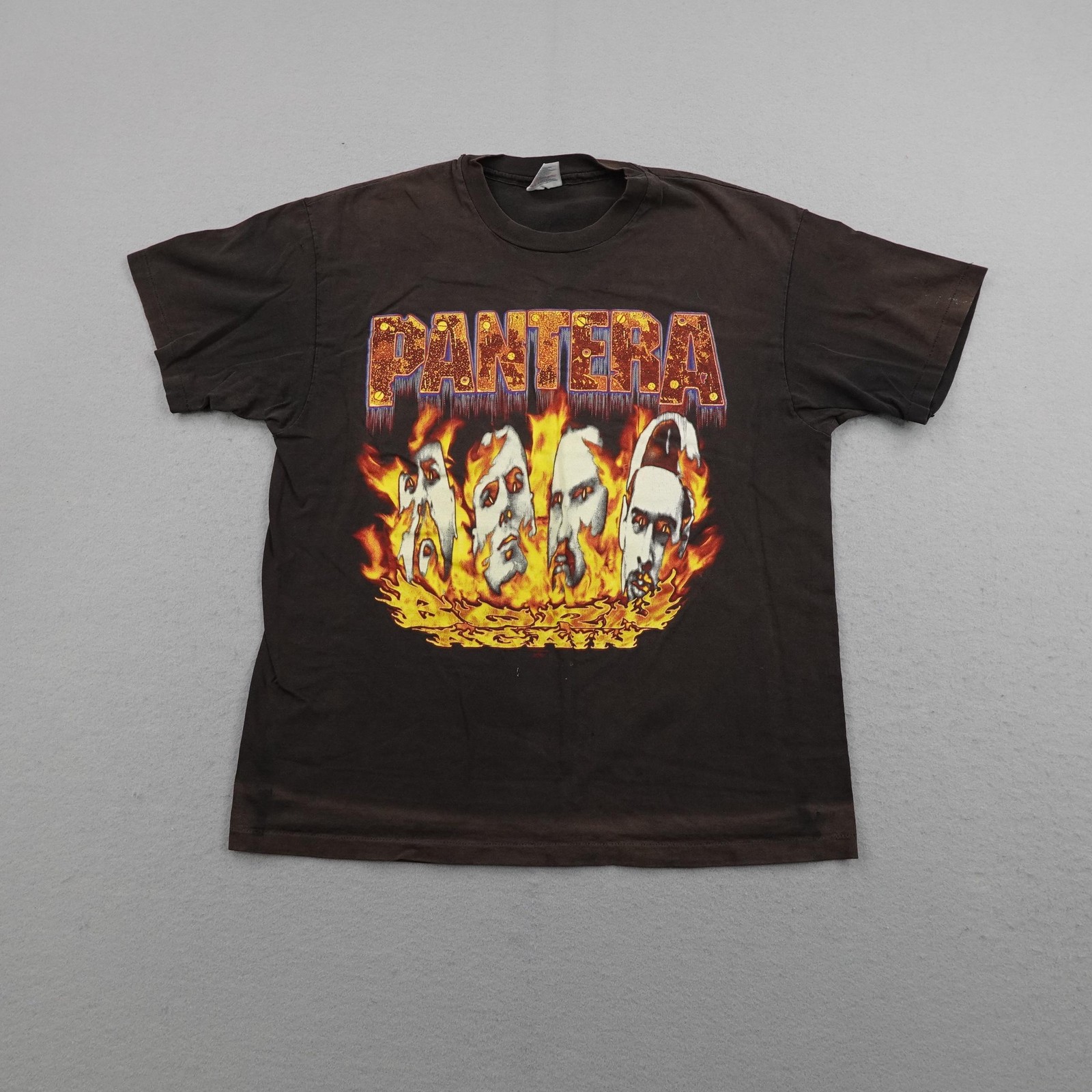Vintage Pantera Shirt Mens XL Black Born Again With Snake Eyes Flames 90s Band
