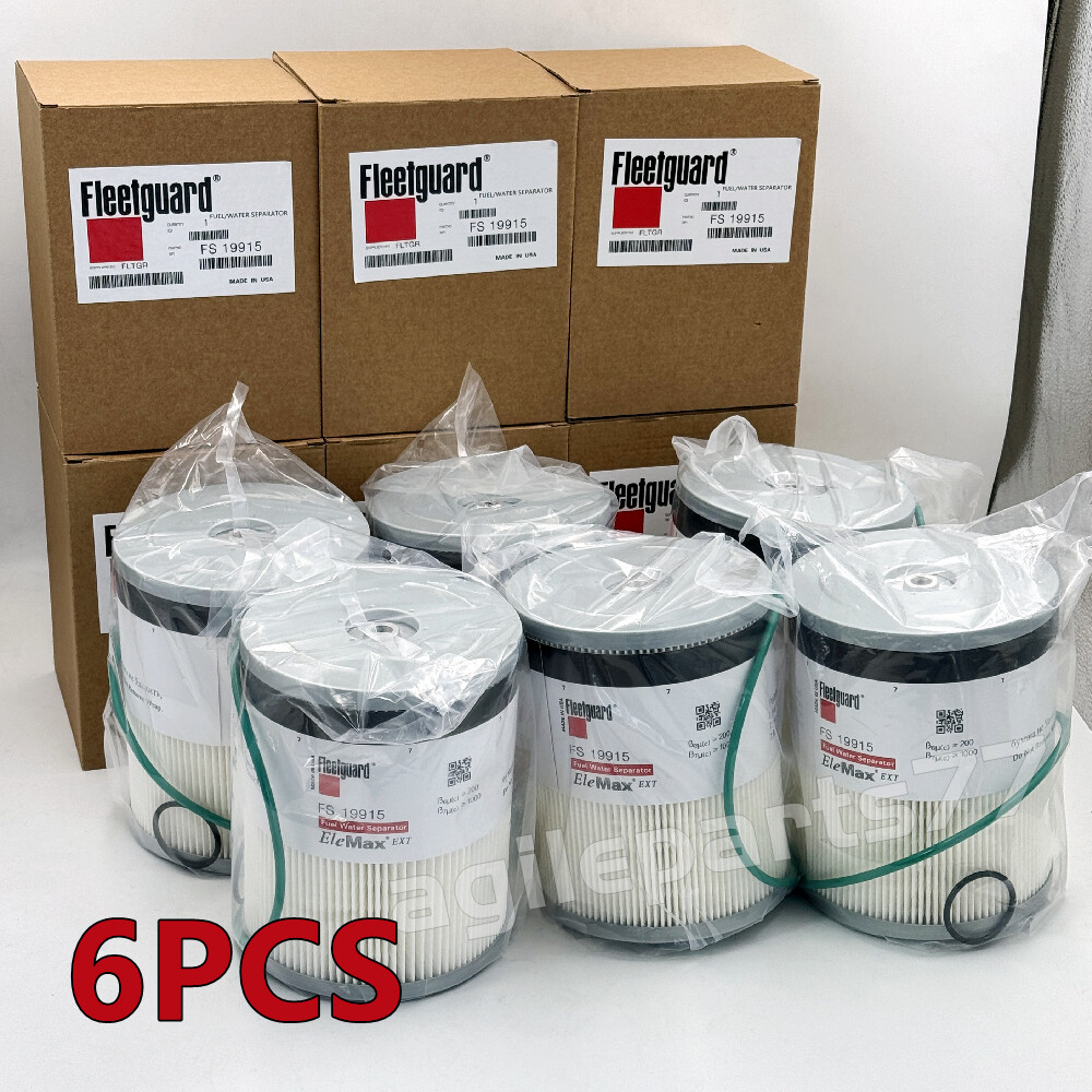 6PCS Fleetguard FS19915 L9915F Fuel Filter Cummins with Water Separator Elemax