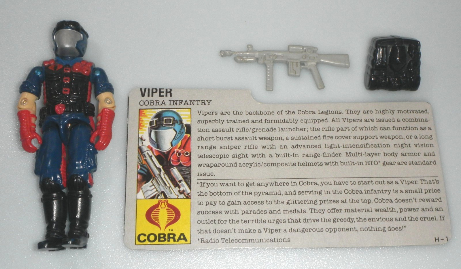 Vintage 1986 Vipers & File Card G.I. GI Joe Cobra 100% Complete Figure 3.75 ARAH