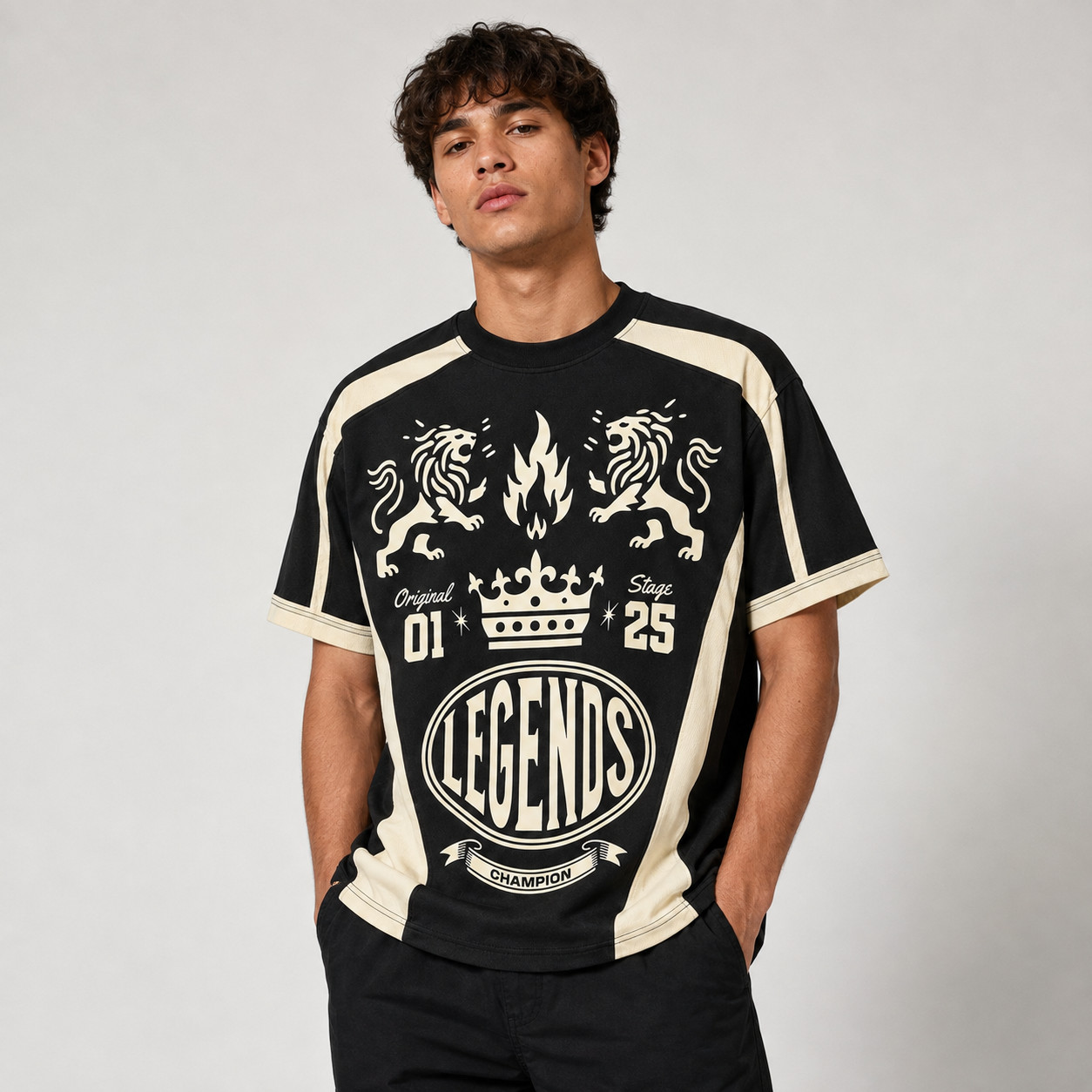 Rebel Minds Legends Paradise Jersey Tee – Black/Cream