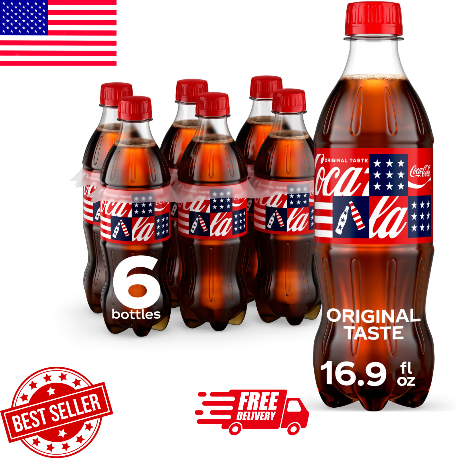 Coca-Cola Soda Pop Bottles, 16.9 fl oz, 6 Pack