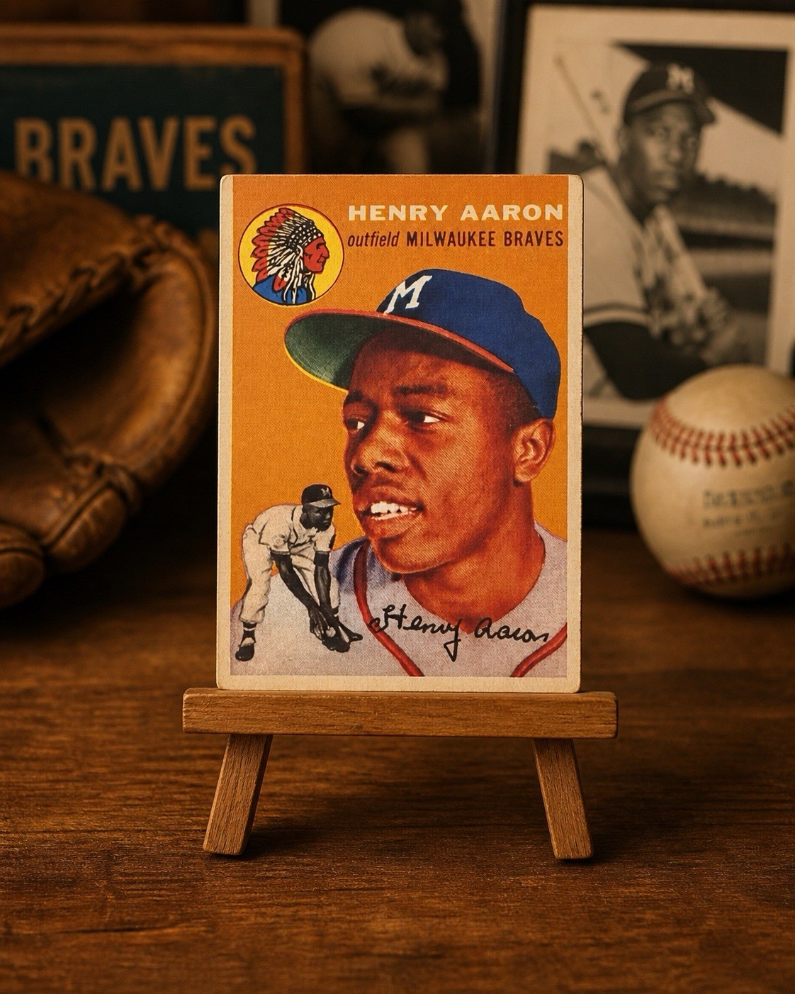 Vintage-Style Souvenir • Hank Aaron 1954 Rookie Inspired Novelty Display Card