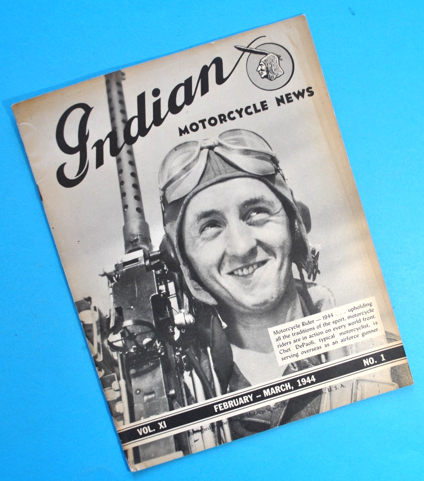 Original Vintage 1944 Indian Motorcycle News Magazine Scout Chief Four Original Vintage 1944 Indian Motorcycle News Magazine Scout Chief Four