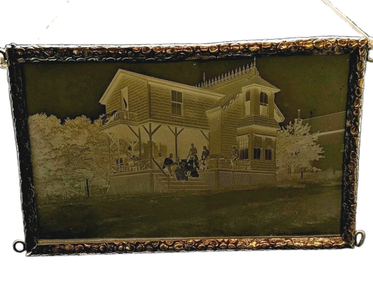 ANTIQUE C. 1890s GLASS PLATE NEGATIVE IN ORNATE FRAME HENRY E. WARREN ATTR -READ
