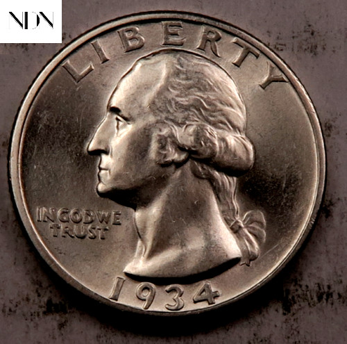 1934-D Washington Quarter - Gem BU - 90% Silver - Key Date 1934-D Washington Quarter - Gem BU - 90% Silver - Key Date