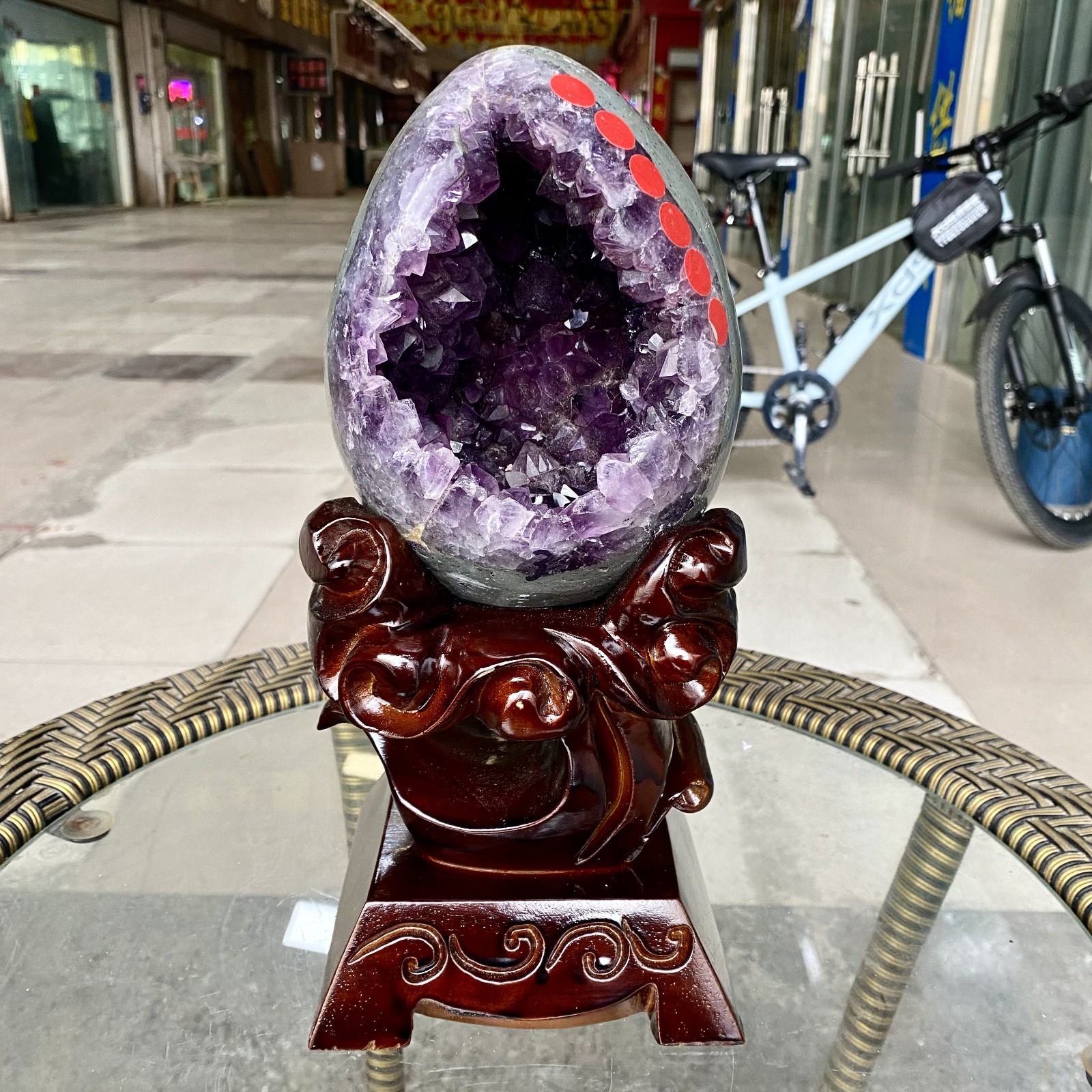 8.1LB Natural beautiful amethyst Dinosaur egg Quartz Crystal specimen healing+st