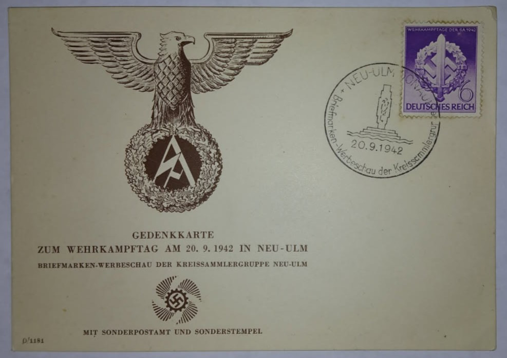 WW2 Germany Post Card 1942 Military Sports Day 1942 Pre Cancel 