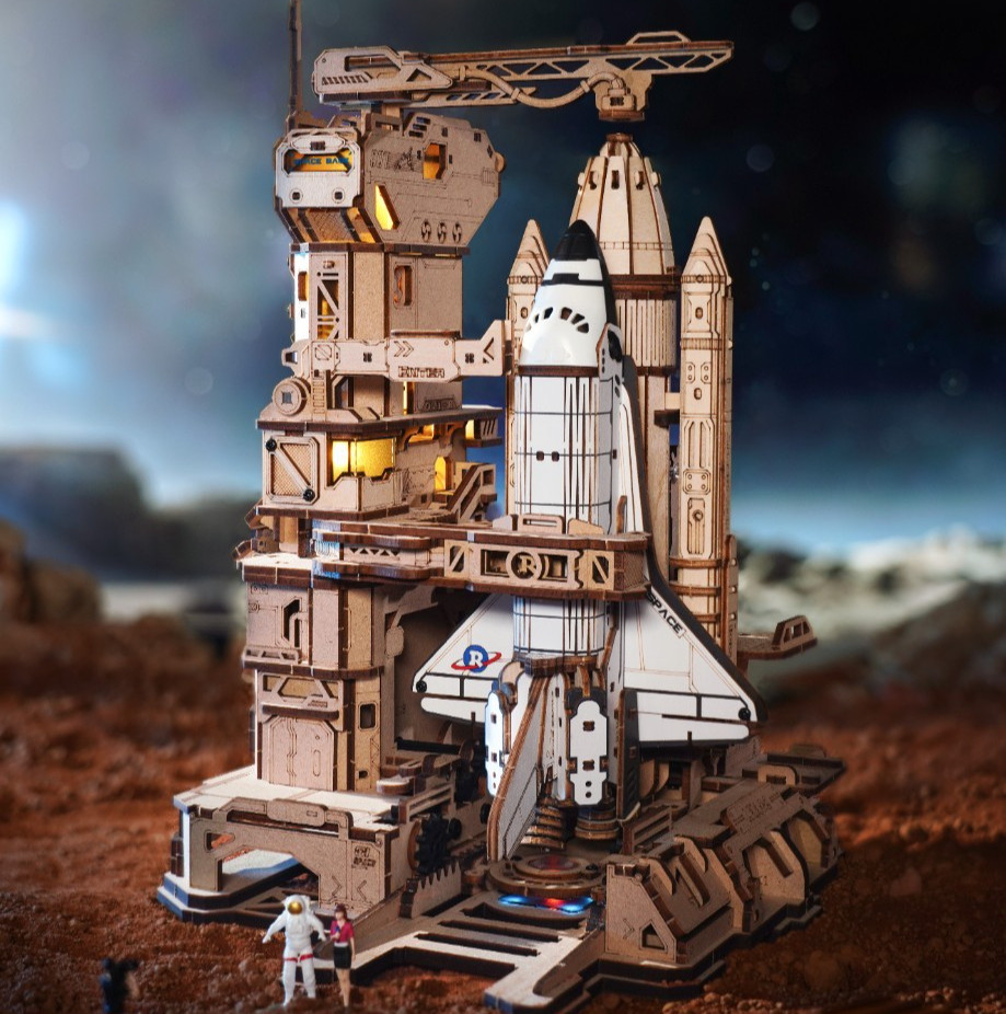 ROKR 3D Wooden Puzzle Space Shuttle Mechanical Model Kit Toys for Adults Gifts