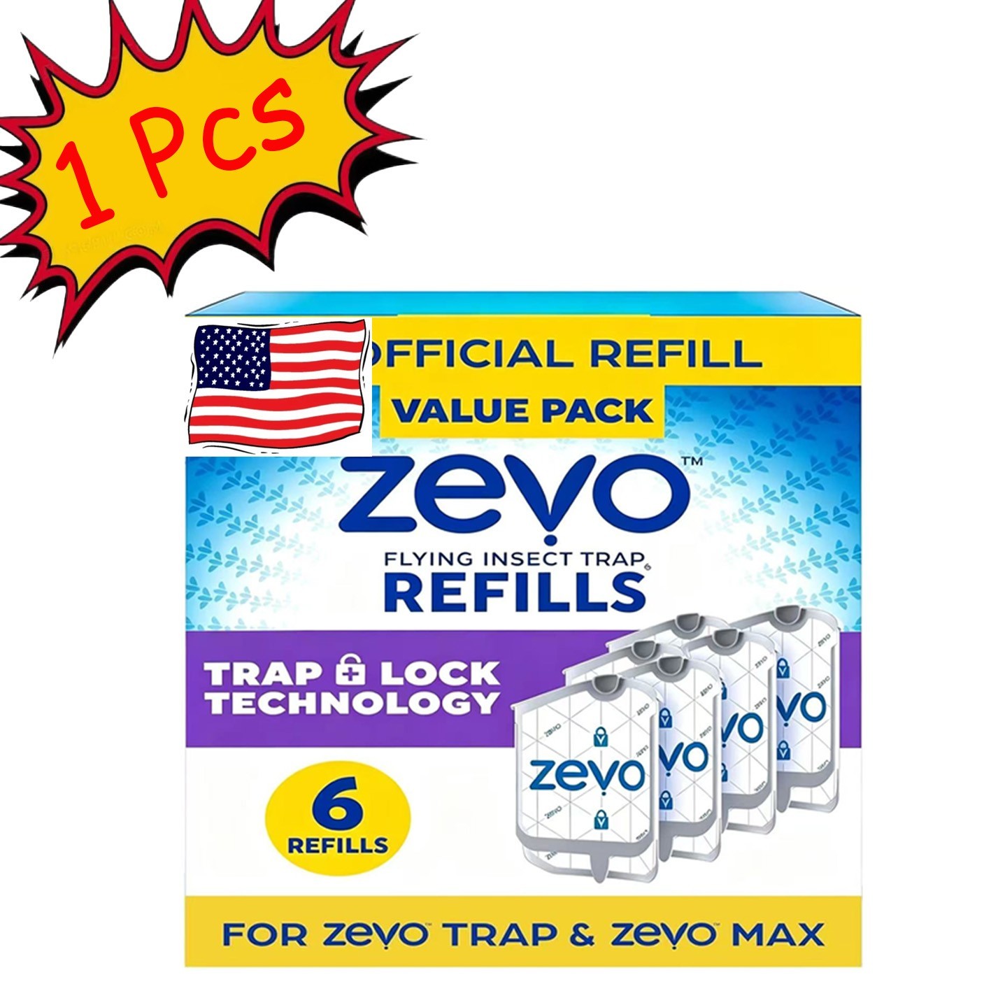 (6 Refill Cartridges) Zevo Flying Insect Trap Refill Cartridges -fruit,Insects, (6 Refill Cartridges) Zevo Flying Insect Trap Refill Cartridges -fruit,Insects,