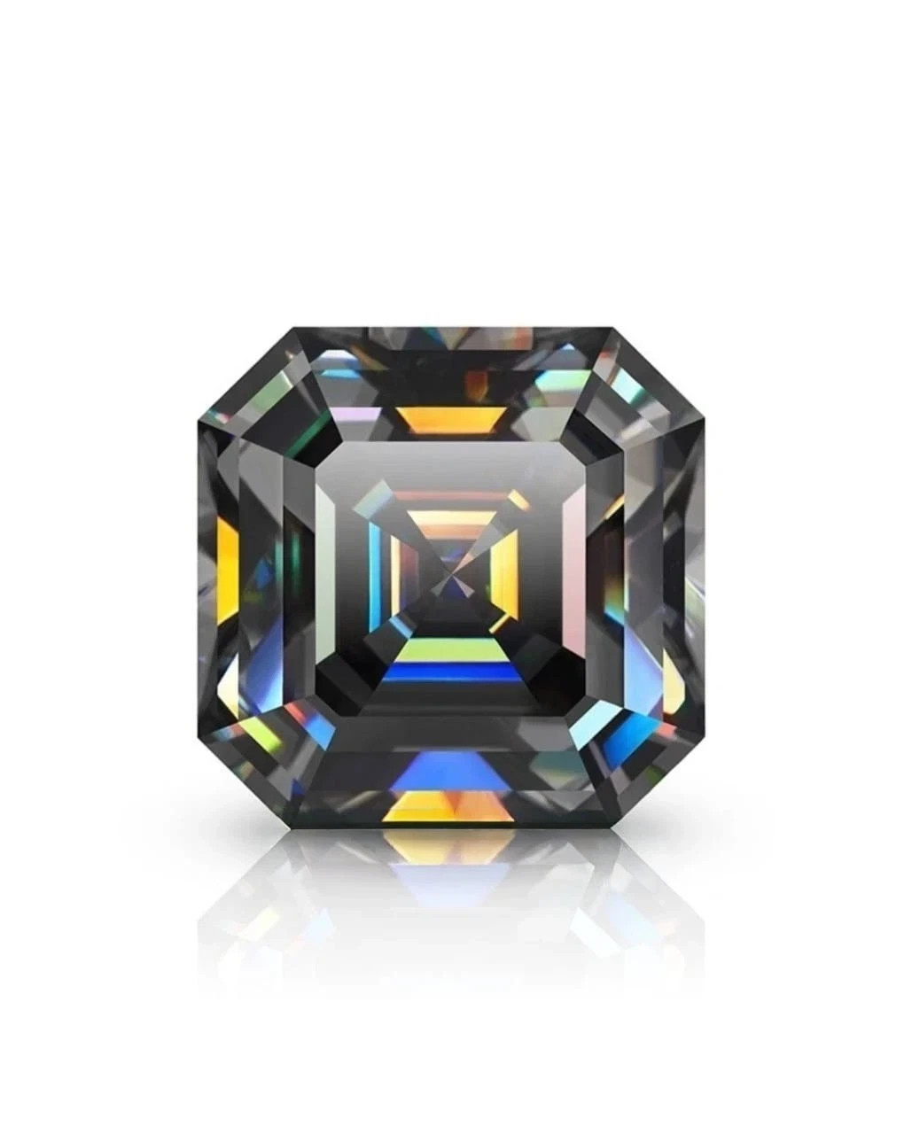 2 CT Fancy Black Color Asscher Cut VVS1 Diamond Premium Quality gemstone 8x8mm