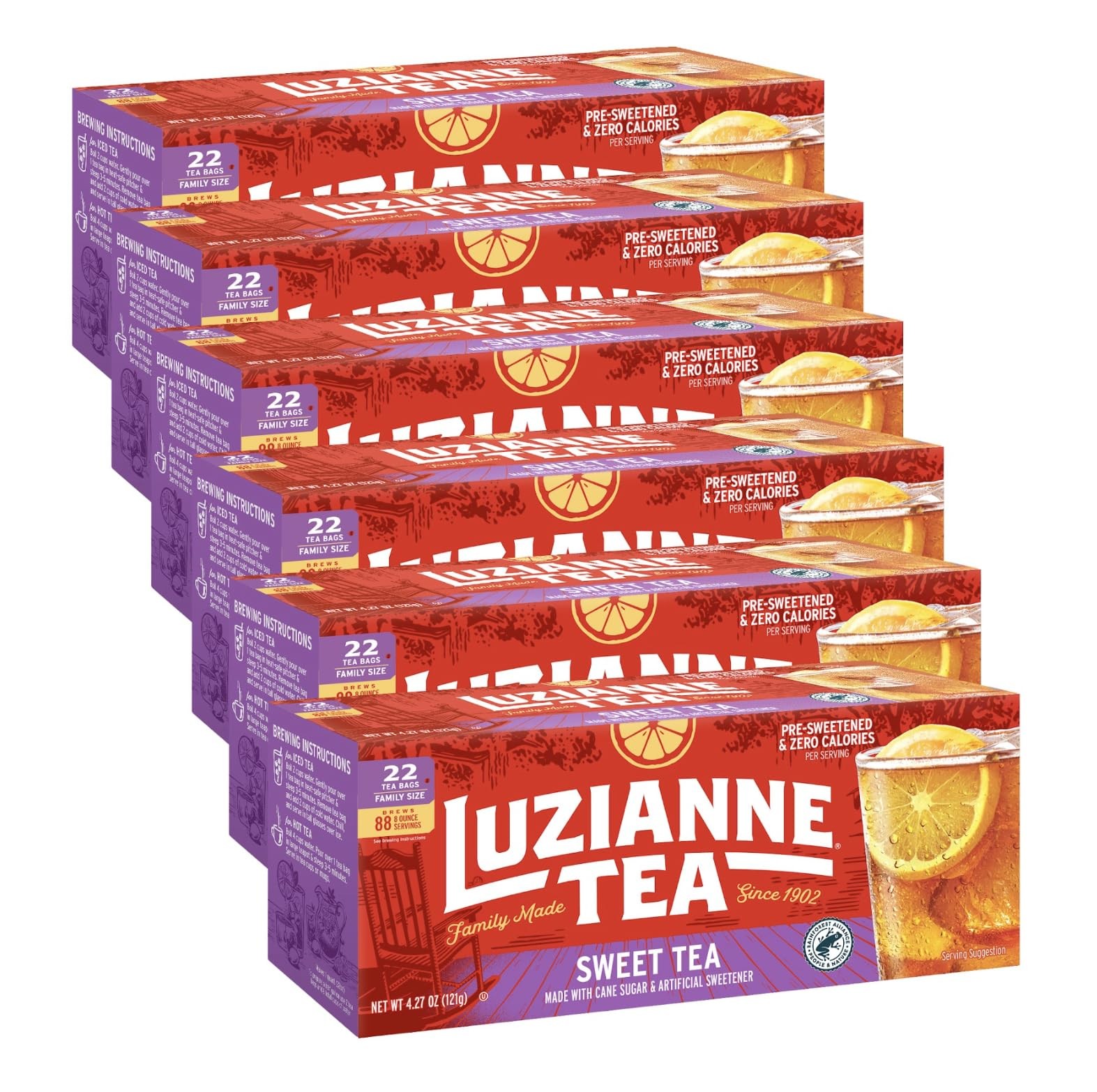 Luzianne Sweet Iced Tea Bags, Family Size, 22ct Box (Pack of 6) Luzianne Sweet Iced Tea Bags, Family Size, 22ct Box (Pack of 6)